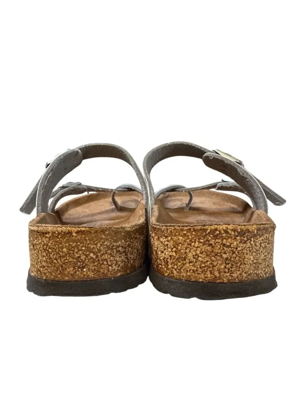 Birkenstock Mayari Birko-Flor Leather Sandals~Size 8~Silver Criss Cross P19 09